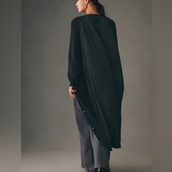 Anthropologie Long Twofer Cardigan Duster Black Xs - Picture 2 of 7